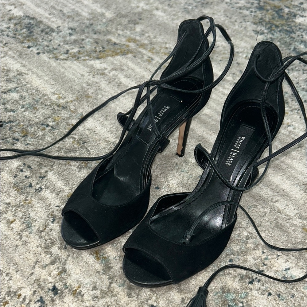 White House Black Market Black Strappy Heels